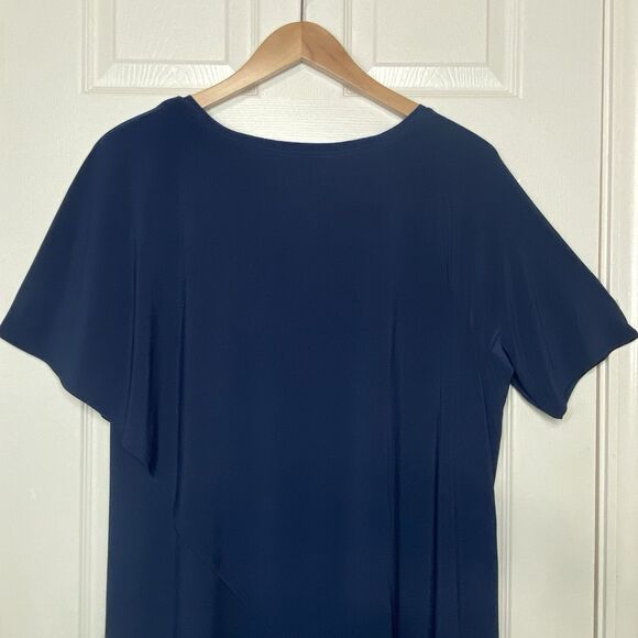 Soft Surroundings Madeline Tunic Top Overlay Cape-Like Short Sleeve Navy Size 1X - Picture 10 of 15